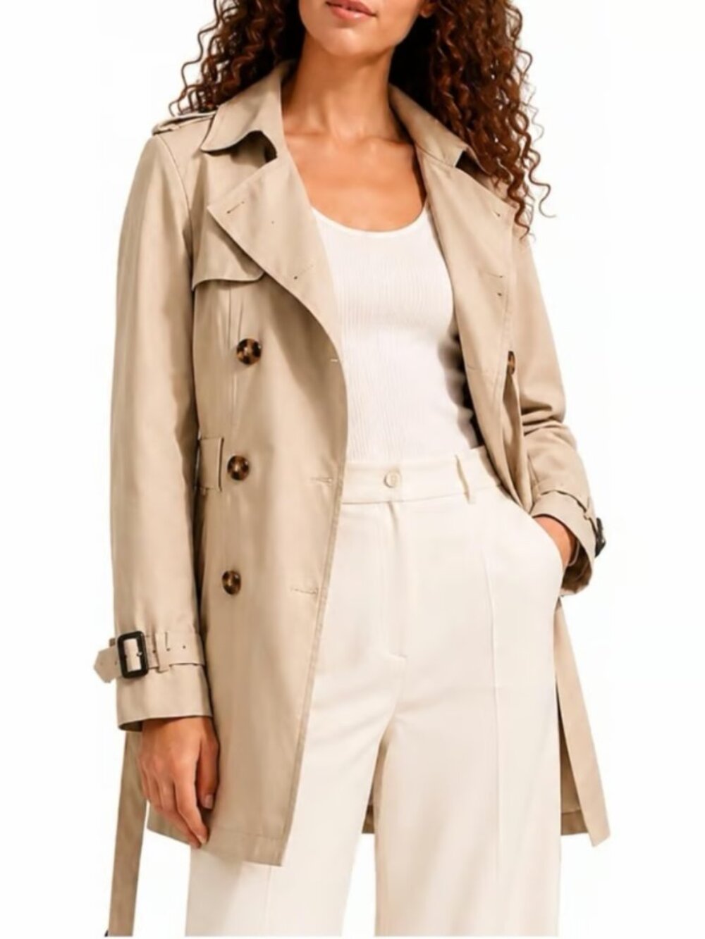 Women’s Double Breasted Trench Coat Windbreaker Jacket with Belt